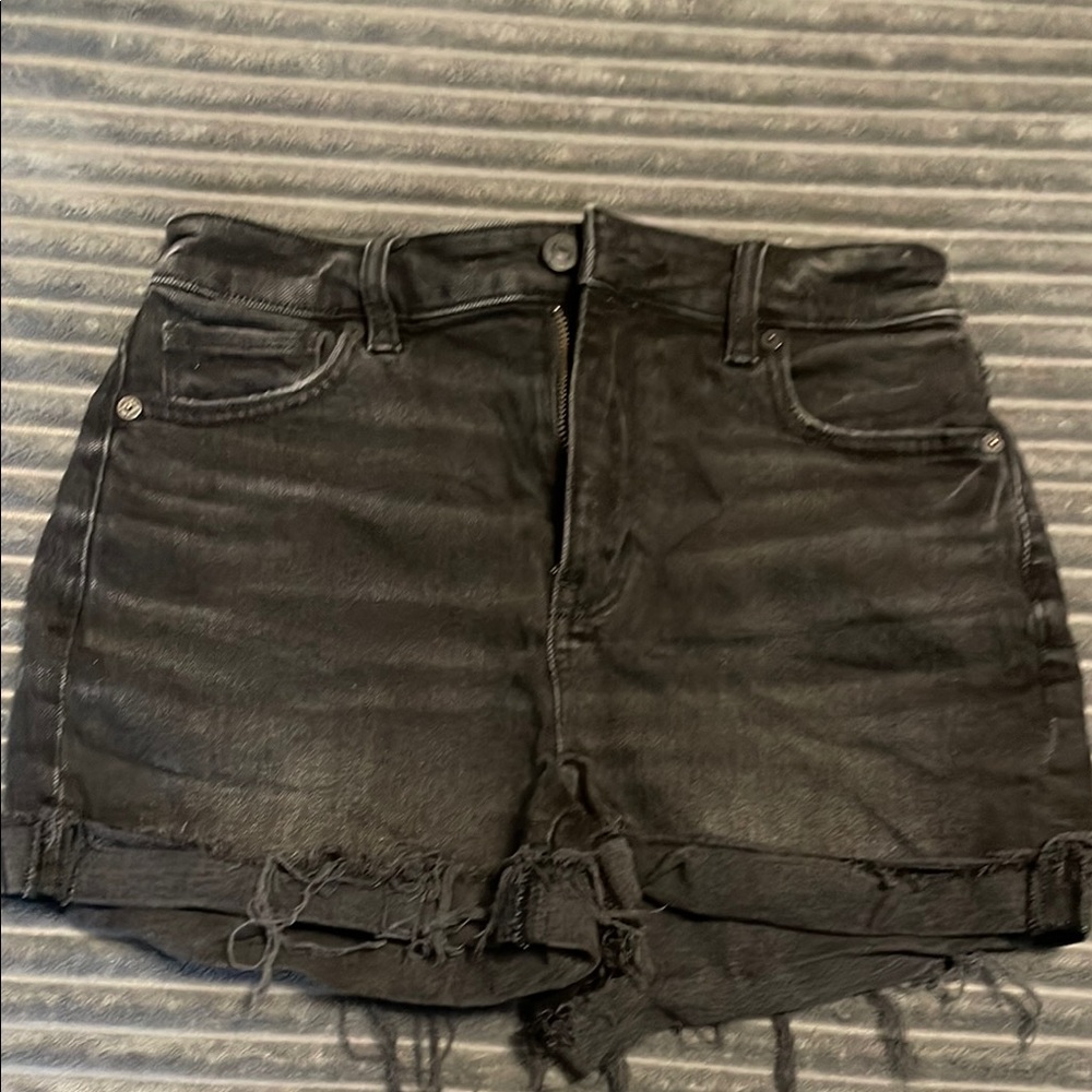 Black Denim Distressed Women's Shorts
